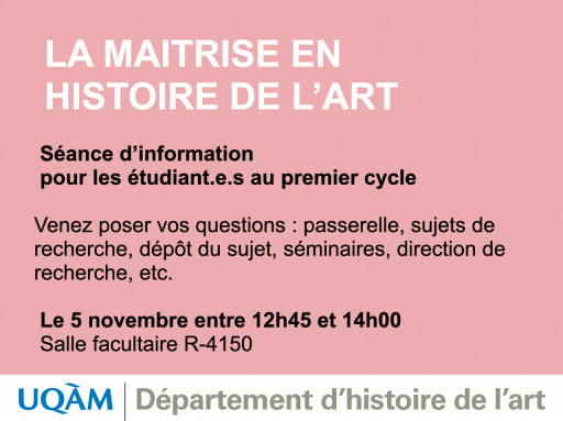 La maîtrise en histoire de l'art