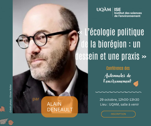 Conférence des Automnales de l'environnement avec Alain Deneault