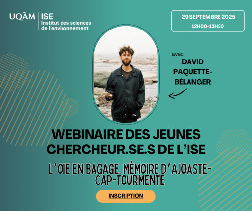 Webinaires des jeunes chercheur.se.s de l’ISE avec David Paquette-Bélanger