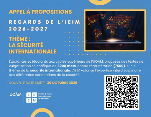 Regards de l’IEIM – Appel à propositions 2026-2027 sur le thème de la sécurité internationale