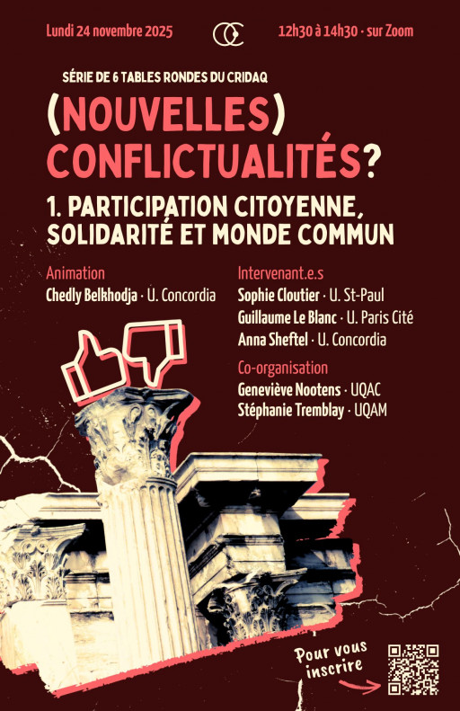 (Nouvelles) conflictualités, participation citoyenne, solidarité et monde commun