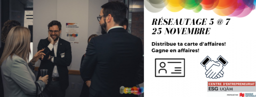 Soirée réseautage 5 à 7 du Centre d'entrepreneuriat ESG UQAM