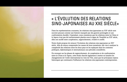 L'évolution des relations sino-japonaises au XXe siècle