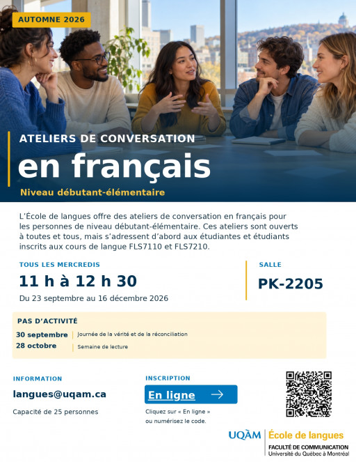 Atelier de conversation en français - Niveau débutant