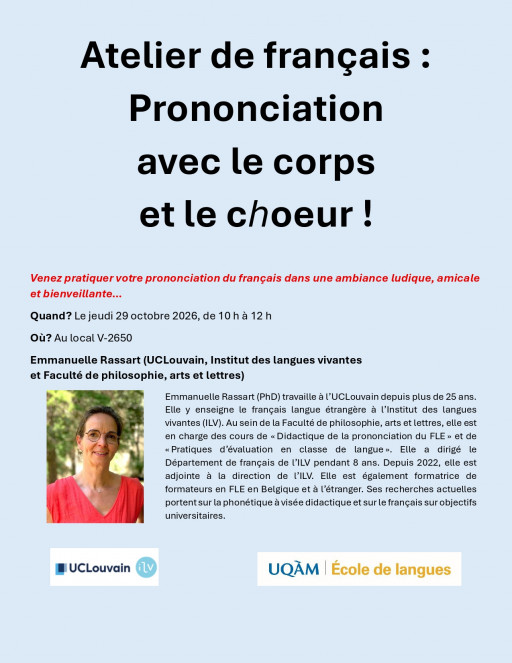 Atelier de français: «Prononciation avec le corps et le 