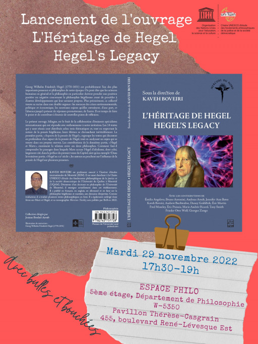 Lancement de l'ouvrage collectif «L'héritage de Hegel / Hegel's Legacy», sous la direction de Kaveh Boveiri)