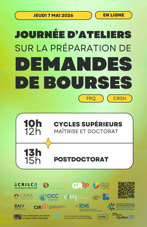 Journée d’ateliers sur la préparation de demandes de bourses – FRQ et CRSH