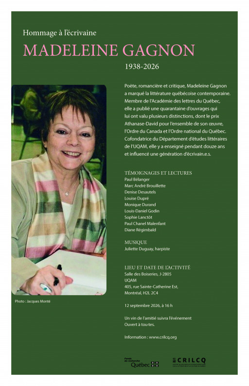 Hommage à l'écrivaine Madeleine Gagnon (1938-2026)