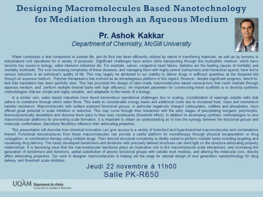 Designing Macromolecules Based Nanotechnology for Mediation through an Aqueous Medium