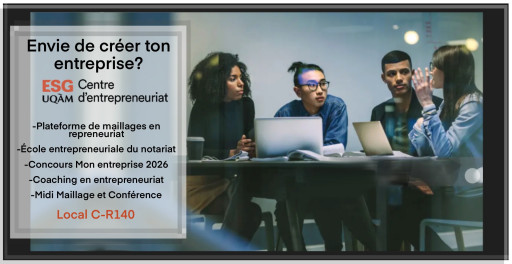 Séance info-Hebdo du Centre d’entrepreneuriat ESG UQAM