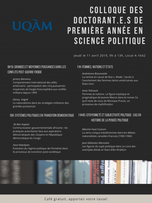 Colloque des doctorant.e.s de première année en science politique