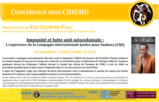 Impunité et lutte anti-néocoloniale : L'expérience de la Campagne internationale justice pour Sankara (CJIS)