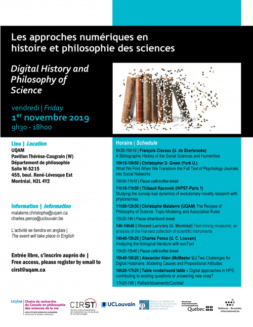Les approches numériques en histoire et philosophie des sciences